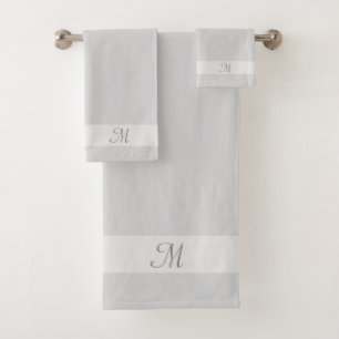 Monogram on Light Silver Grey Shades Bath Towel Se