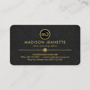 Monogram On Luxurious Grey Grunge Business Card