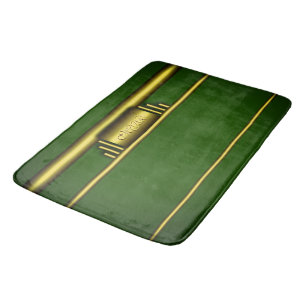 Monogram on luxury art deco effect and green bath mat