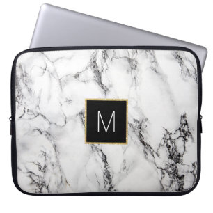 monogram on marble laptop sleeve