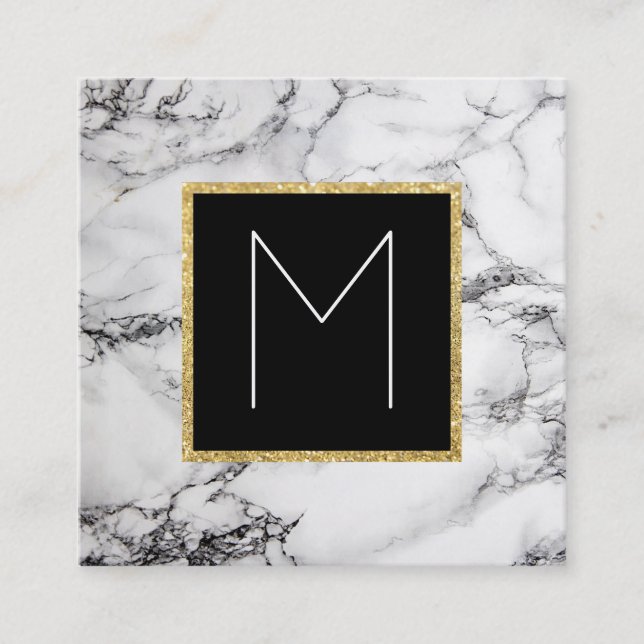 monogram on marble square business card (Front)