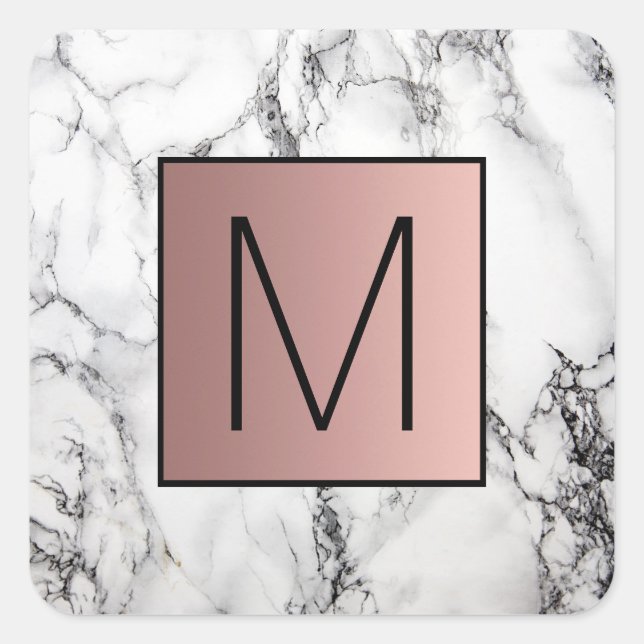 monogram on marble square sticker (Front)