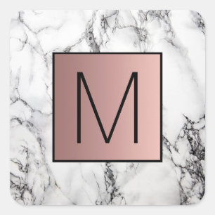monogram on marble square sticker
