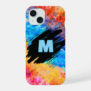 Monogram on Rainbow Abstract Background iPhone 15 Case