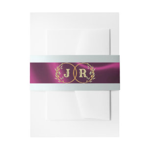 Monogram on Ribbon - Plum Invitation Belly Band