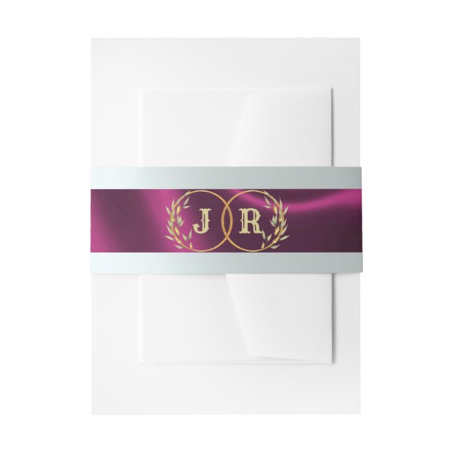 Monogram on Ribbon - Plum Invitation Belly Band (Front Example)