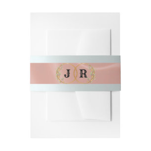 Monogram on Ribbon - Rose Gold Invitation Belly Band