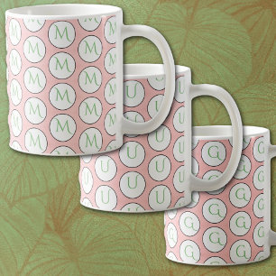 Monogram on soft dusty pink coffee mug