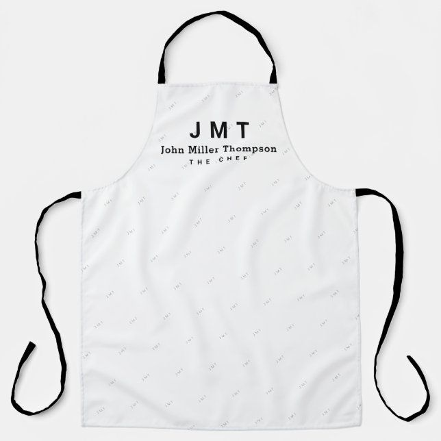 monogram on white APRON with name (Front)