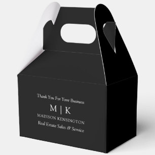 Monogram or Add Logo Business Black Gable Favour Box