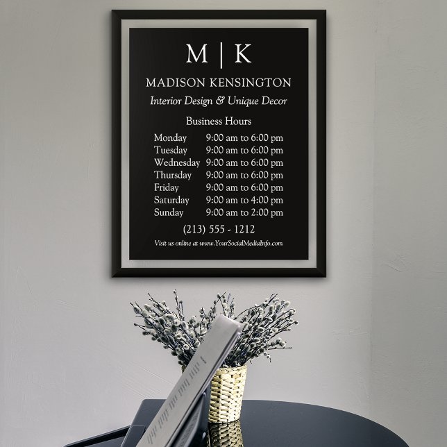 Monogram or Add Logo Business Black Poster (Edit to Customize text, colors and more)