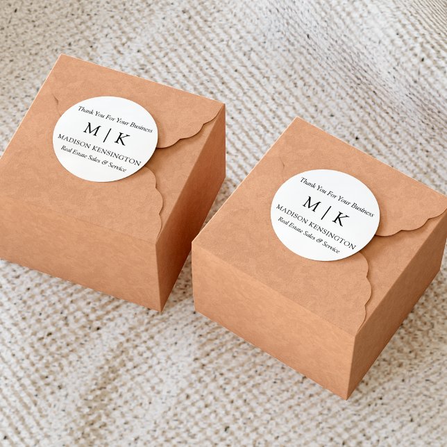 Monogram or Add Logo Business Gift Small Classic Round Sticker (Edit to Customize text, colors and more)