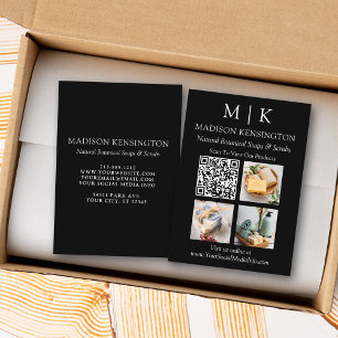 Monogram or Add Logo Business QR Code 3 Photo Card
