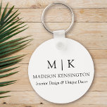 Monogram or Add Logo Business Round Key Ring<br><div class="desc">Modern Minimalist Round Keychain. Black & White or choose your custom colours. Perfect for small business,  company brands,  self employed,  trade show or event swag and more. Easy to personalise with your monogram initials,  business name and information,  job title,  slogan or even add your logo or personal brand design.</div>