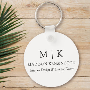 Monogram or Add Logo Business Round Key Ring