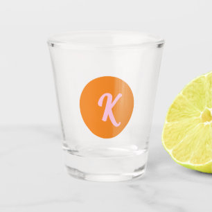 Monogram orange and pink shot glass