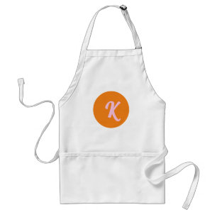Monogram orange and pink standard apron