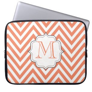 Monogram Orange Chevron Designer Laptop Bag