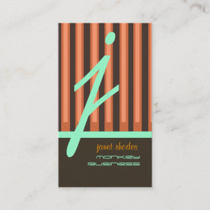 Monogram orange/chocolate/seafoam stripes business card