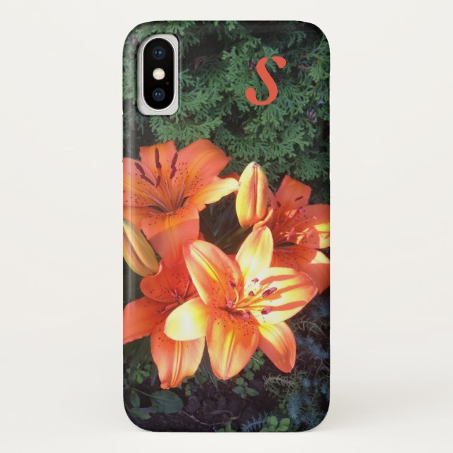 Monogram Orange Floral Photography Case-Mate iPhone Case (Back)