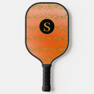 Monogram Orange Glitter Pickleball Paddle