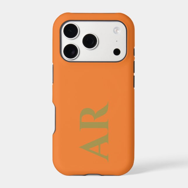 Monogram Orange Gold Initial Letters Minimalist  (Back)