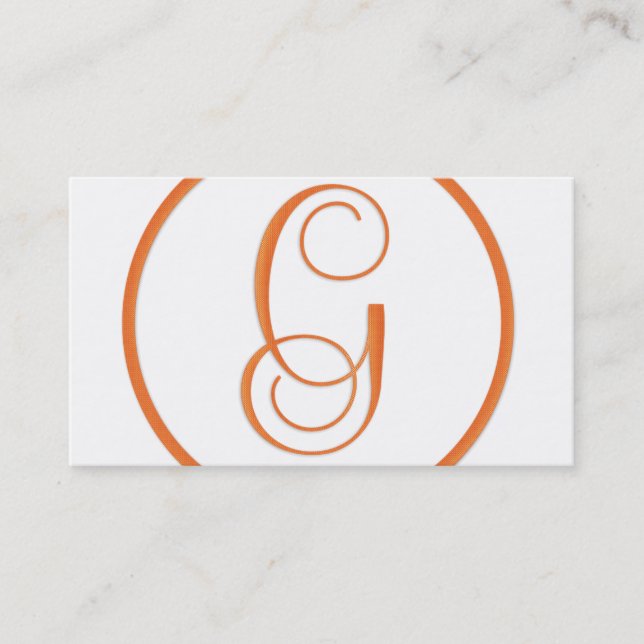 Monogram Orange Letter G Elegant Business Card (Front)