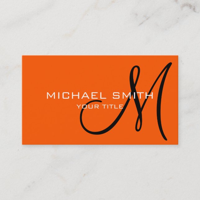 Monogram Orange (Panton) colour background Business Card (Front)