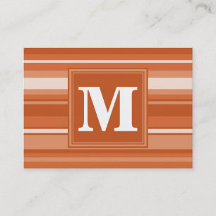 Monogram orange stripes business card