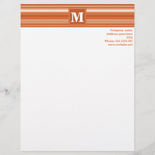 Monogram orange stripes custom letterhead
