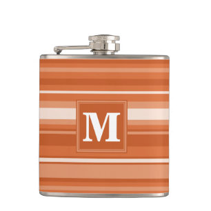 Monogram orange stripes hip flask