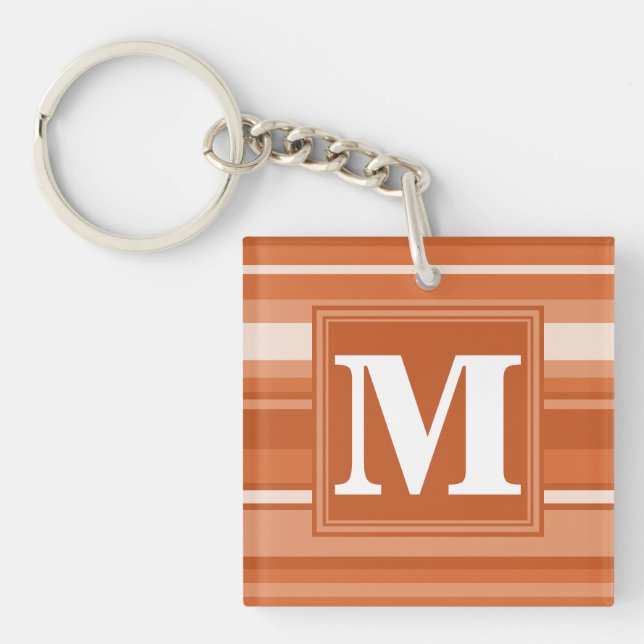 Monogram orange stripes key ring (Front)