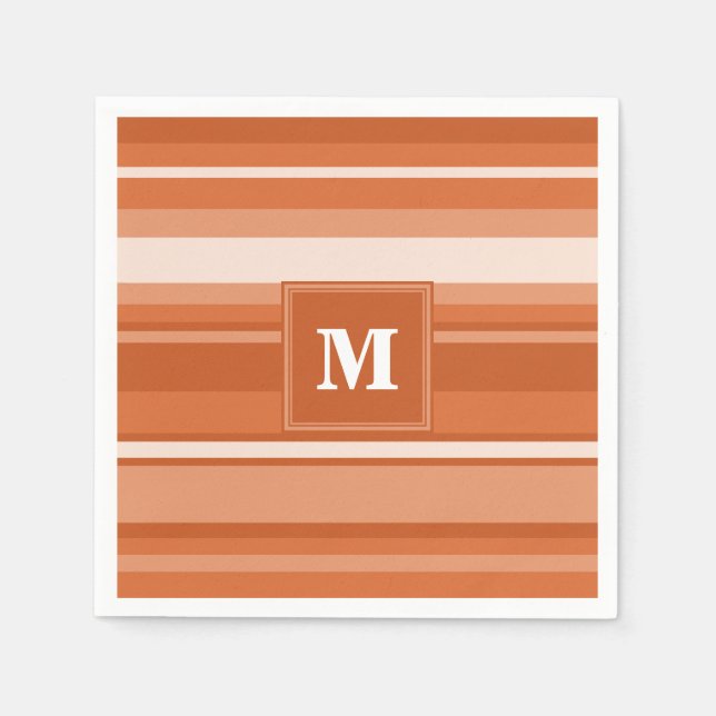 Monogram orange stripes napkin (Front)