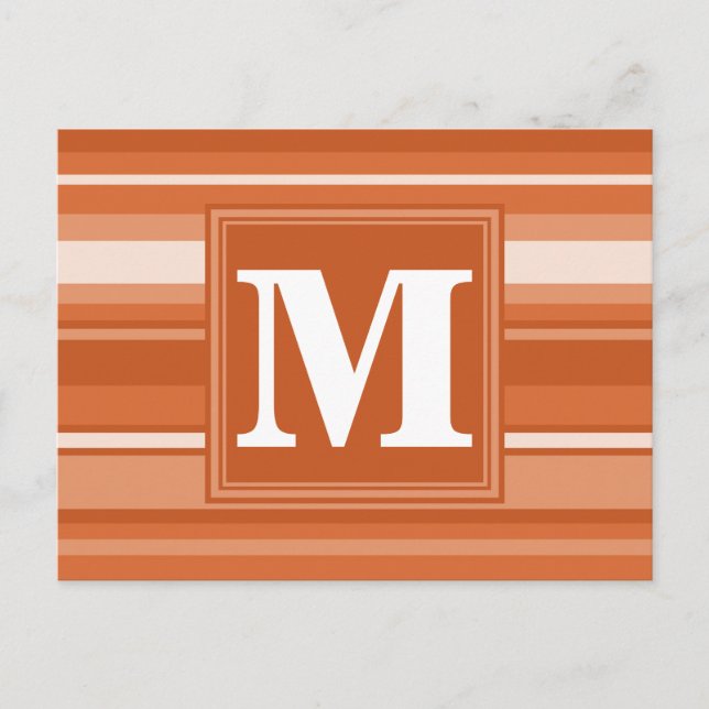 Monogram orange stripes postcard (Front)
