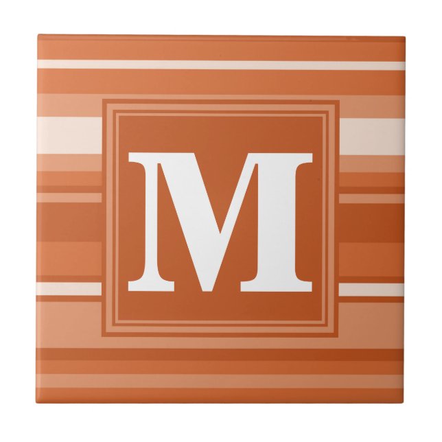 Monogram orange stripes tile (Front)