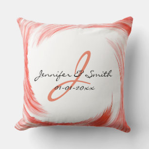 Monogram Orange Swirl Abstract Art Cushion