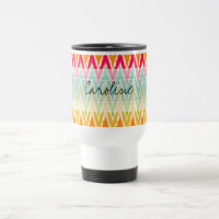 Monogram Orange Teal Ikat Chevron Zig Zag Pattern