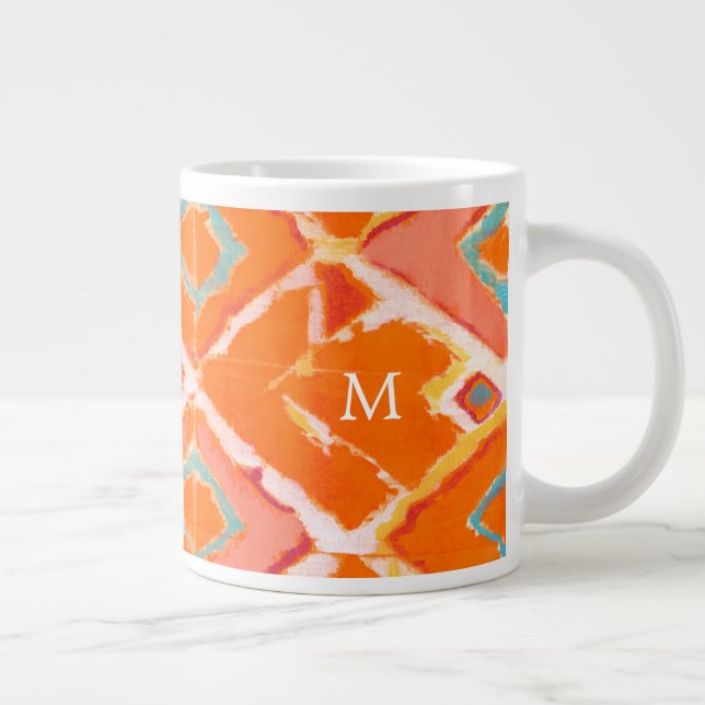Monogram | Orange Tribal II Large Coffee Mug (Right)