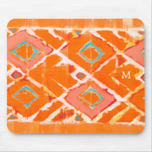 Monogram   Orange Tribal II Mouse Pad