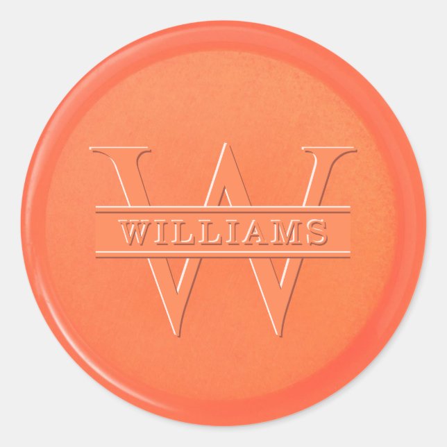 Monogram Orange Wax Seal Sticker (Front)
