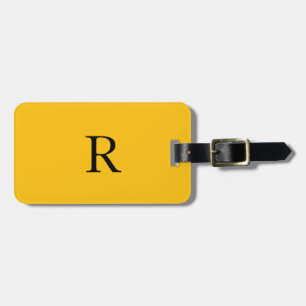 Monogram Orange Yellow Initials Name Gift Favour Luggage Tag