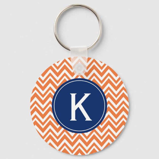 Monogram Orange Zigzag Pattern Key Ring (Front)