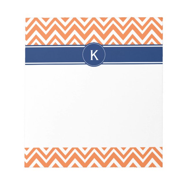 Monogram Orange Zigzag Pattern Notepad (Front)