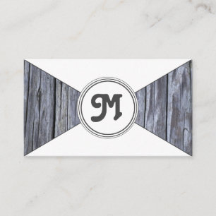 Monogram organic wood white triangles business card
