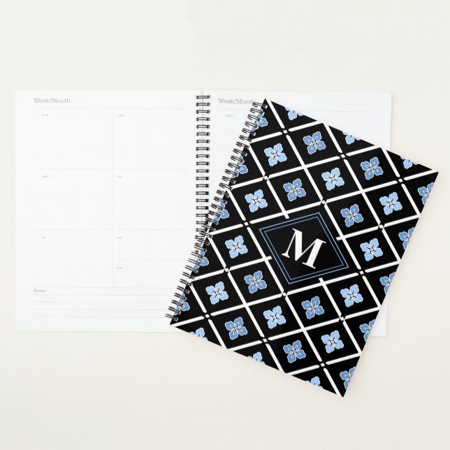 Monogram Oriental Blue Sakura Pattern Planner (Display)
