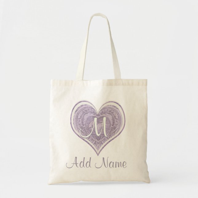 Monogram Ornamental Heart Tote Bag (Front)