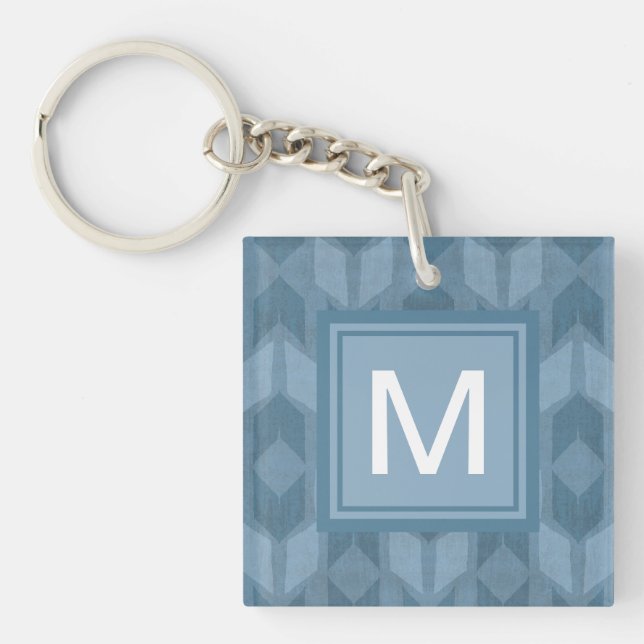 Monogram | Outdoor Geo Step | Blue Arrow Pattern Key Ring (Front)