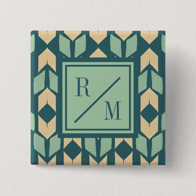 Monogram | Outdoor Geo Step | Geometric Teal Arrow 15 Cm Square Badge (Front)