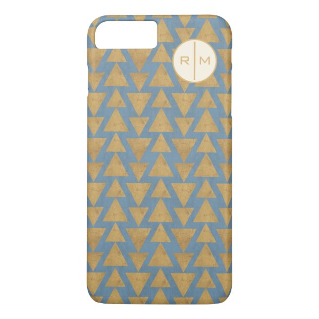 Monogram | Outdoor Geo Step | Gold & Blue Pattern Case-Mate iPhone Case (Back)