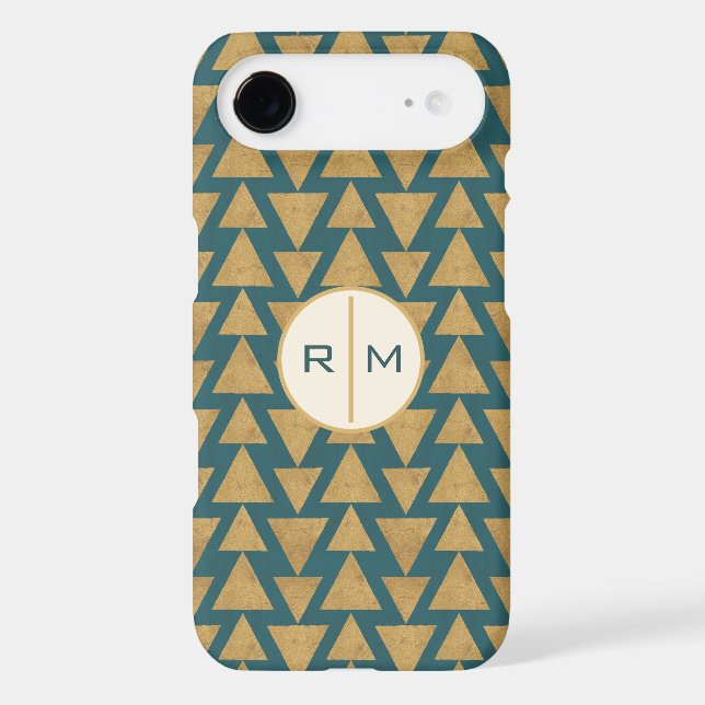 Monogram | Outdoor Geo Step | Gold & Dark Teal Pat Case-Mate iPhone Case (Back)